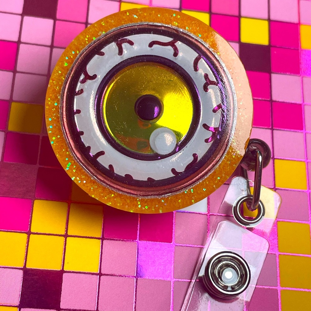 Halloween “eyeball” badge reel